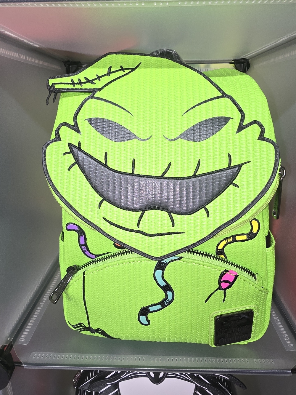 Loungefly Neon Green Oogie Boogie Backpack with Multicolor Worm Accents